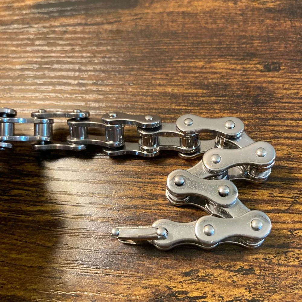 Mens Stainless Steel Motorcycle Chain Link Bracelet 9.5